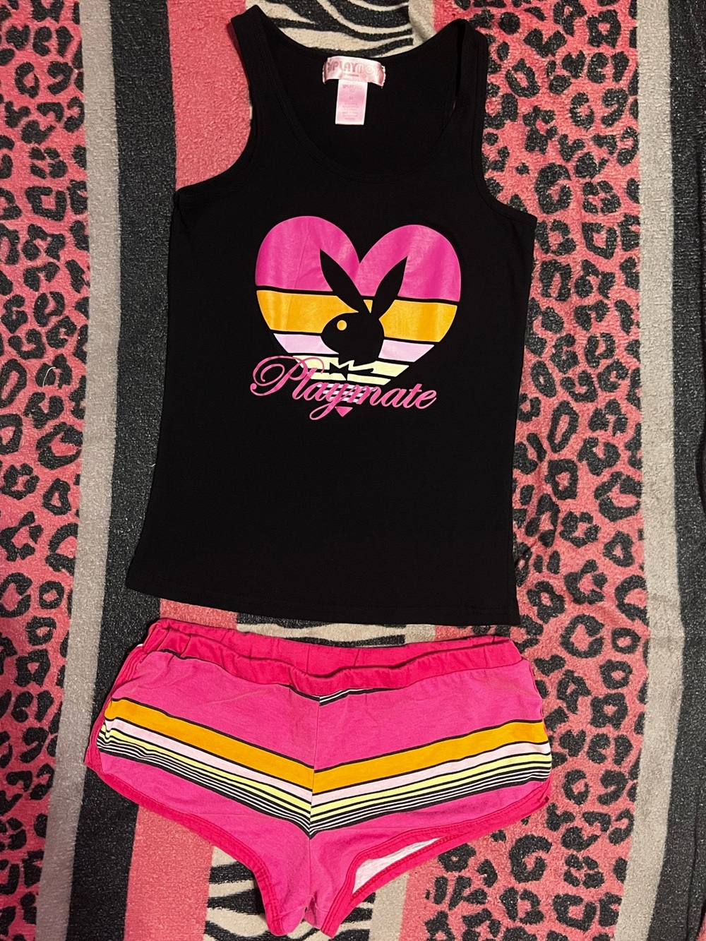 Vintage Playboy Bunny Playmate tank top and shorts set